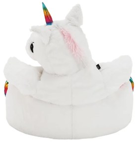 Fotoliu tip sac unicorn, alb roz amestec de culori, BUFEL