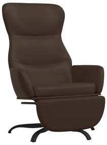 3097453 vidaXL Scaun de relaxare cu taburet, maro, piele ecologică