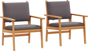 vidaXL Scaun pentru Grădină 2 pcs Antracit Lemn Solid de Acacia