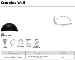 Aplica de perete iluminat exterior IP44 Scorpius Black