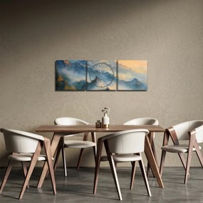 Tablou - Peisaj montan pictat (cu ceas) (90x30 cm)
