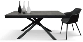 Masa Tiglio, blat extensibil pal laminat, picior metalic - BLAT OTEL OXIDAT, PICIOR GRI ANTRACIT - 160 cm / 80 cm