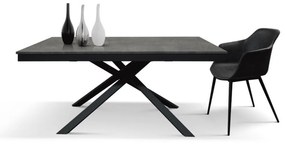 Masa Tiglio, blat extensibil pal laminat, picior metalic - BLAT MARMORAT, PICIOR GRI ANTRACIT - 160 cm / 80 cm
