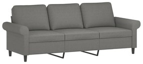 Canapea cu 3 locuri si taburet, gri inchis, 180 cm, textil Morke gra, 212 x 77 x 80 cm