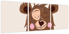 Tablou - Teddy ursuleț cu eșarfă roșie (cu ceas) (90x30 cm)