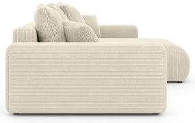 Colțar crem extensibil/cu spațiu de depozitare cu tapițerie din catifea reiată (cu colț variabil) Luma – Ropez