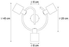 Plafonieră modernă neagră cu sticlă fumurie spirală 3 lumini - Cilin