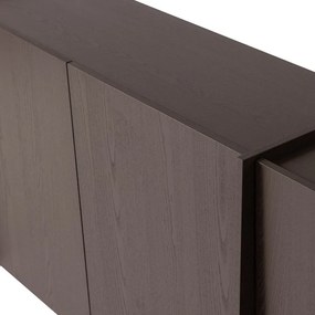 Comodă maro închis cu aspect de lemn de frasin 200x85x44 cm Brock – WOOOD