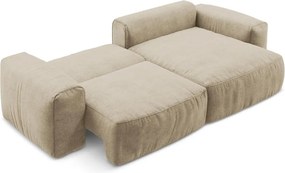 Colțar maro deschis extensibil cu tapițerie din chenille (cu colț pe partea dreaptă/cu șezlong) Kuki – Makamii