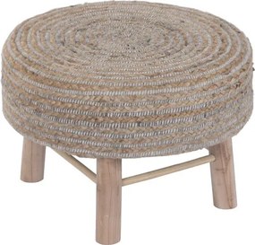 Taburet rotund din lână și iută împletite manual, 50×50×35 cm, „Juwl"