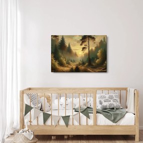 Tablou - Soare strălucind prin pădure (90x60 cm)