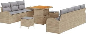 vidaXL Set de canapele pentru grădină 10 pcs Beige și gri deschis