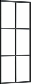 vidaXL Ușă glisantă, negru, 76x205 cm, sticlă ESG și aluminiu