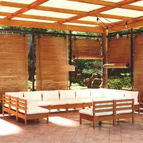 Set mobilier gradina cu perne 12 piese maro miere lemn de pin