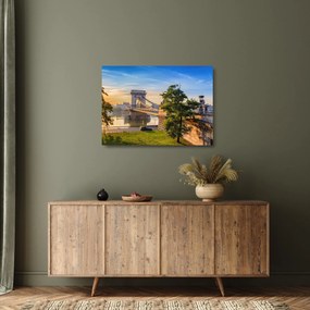 Tablou pe sticlă - Pod peste râu, Budapesta, Ungaria (70x50 cm)