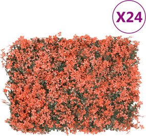 vidaXL Gard din frunze arțar artificiale 24 buc roșu deschis 40x60 cm