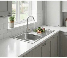 ALVEUS - Chiuvetă de bucătărie BASIC 78 x 43,5 cm + baterie pentru chiuvetă VIOLA 36,7 cm inox