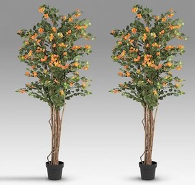 Set de 2 plante artificiale, Bougainvillea portocaliu H-180cm