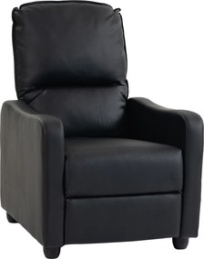 HOMCOM Fotoliu Relax Reclinabil Manual 155° cu Suport pentru Picioare, din Piele Ecologică PU, pentru Living și Dormitor, 69x91x100 cm, Negru | Aosom Romania