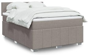 vidaXL Pat box spring cu saltea, gri taupe, 140x200 cm, textil
