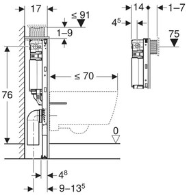 Cadru incastrat Geberit Duofix 82 cm cu rezervor Omega 12 cm