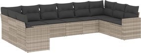 vidaXL Set canapele de grădină cu perne 10 piese gri deschis poliratan