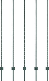 vidaXL Stâlp de gard. 5 pcs Verde 150 cm Oțel