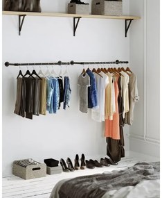 Set de 2 suporturi de perete LINEA pentru umerașe, negru