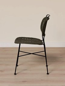 Scaun verde din metal si rattan, "Auro"