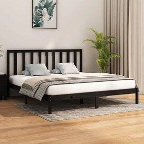 3106787 vidaXL Cadru de pat Super King, negru, 180x200 cm, lemn masiv