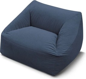 Fotoliu bean bag albastru închis cu tapițerie din catifea reiată Lilibet – Bobochic Paris