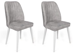 Set 2 scaune haaus Alfa, Gri/Alb, textil, picioare metalice