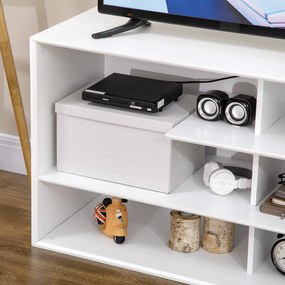 Comoda HOMCOM pentru TV de 32"-55" cu rafturi deschise din MDF pentru living si dormitor, 120x40x60cm, Alb | Aosom RO