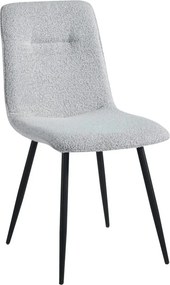 Scaun DOT, gri deschis/negru, stofa buclata/metal, 45x57x89 cm