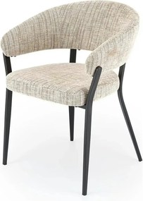 Scaun K609, bej/negru, stofa clasica/metal, 53x56x77 cm