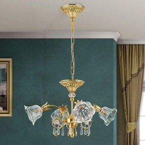 Candelabru cristal design lux LA BOHEME D-60cm 4L gold plated