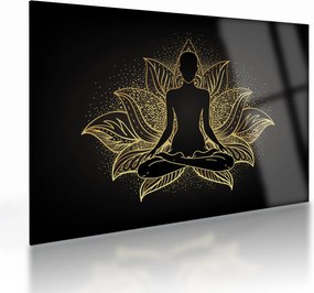 Tablou pe sticlă - Silueta într-o floare de lotus (70x50 cm)