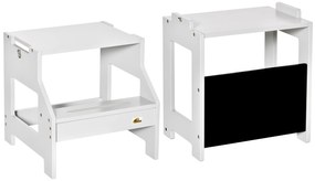 HOMCOM Turn de observație pentru copii turn de învățare 3 în 1 bară borduri înalte de siguranță și tablă neagră 42x44x86cm gri | Aosom Romania