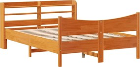 vidaXL Cadru de pat cu tăblie, maro ceruit, 150x200 cm, lemn masiv pin