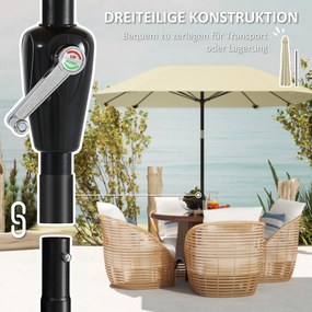 Outsunny Umbrelă de soare de 2,3 m fără bază, umbrelă de terasă reglabilă cu manivelă, poliester, aluminiu, fibră de sticlă, bej | Aosom Romania