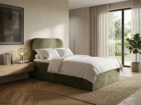 Pat tapitat boxspring FORENA 90x200 cm verde inchis Saltea: Saltea cu arcuri Bonell