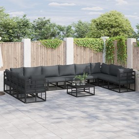 vidaXL Set de canapele pentru grădină 11 pcs Negru 70 x 70 x 32 cm
