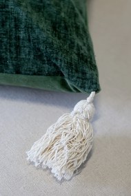 Față de pernă verde cu ciucuri și broderie, 50X35 cm, „Holidays”