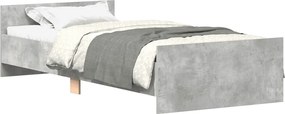 vidaXL Cadru de pat, gri beton, 90x200 cm, lemn prelucrat