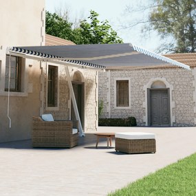 vidaXL Copertină autonomă retractabilă automat albastru&amp;alb 500x300 cm