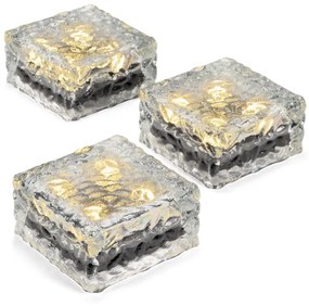 Set de 3 cuburi solare - 4 LED-uri, alb cald