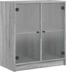 vidaXL Dulap lateral cu uși din sticlă, gri sonoma, 68x37x75,5 cm