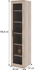 Vitrină cu rafturi, pal melaminat, stejar sonoma, DUNAJ  Tip4