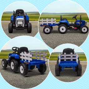 HOMCOM Tractor electric cu remorcă detașabilă, pentru copii de la 3 la 6 ani cu telecomandă MP3 muzică afișaj lumini | Aosom Romania