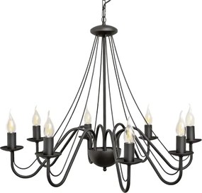 Lustră suspendată pe lanț MALBO, 8xE14/10W/230V, neagră